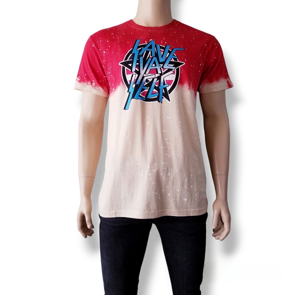 Black Keys "Save Ya Self" Ombre Red to Ivory Paint Splattered T-Shirt